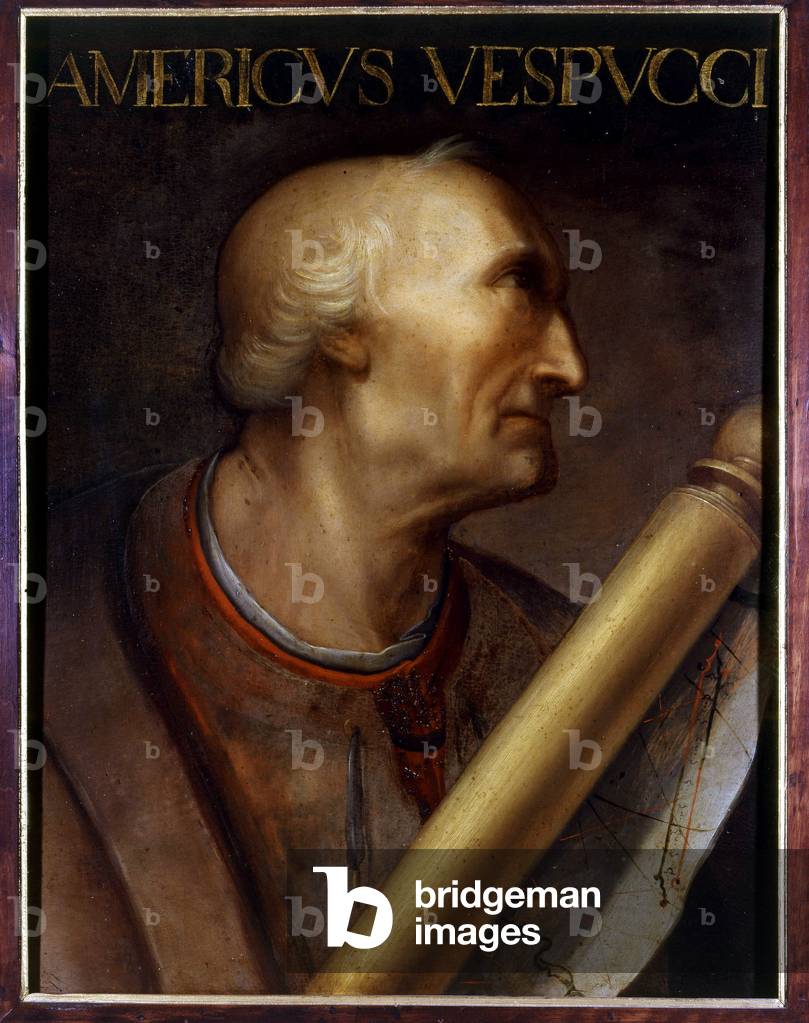 Portrait of Amerigo Vespucci (1454 - 1512). Painting by Cristofano dell'Altissimo. Uffizi Museum. Gioviana Collection.