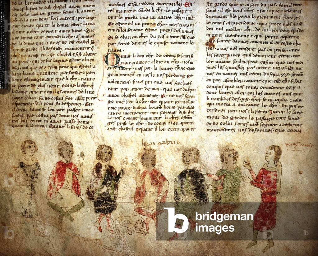 King Arthur and the Knights. 13th century French manuscript. Bibl. Marciana, Venice.