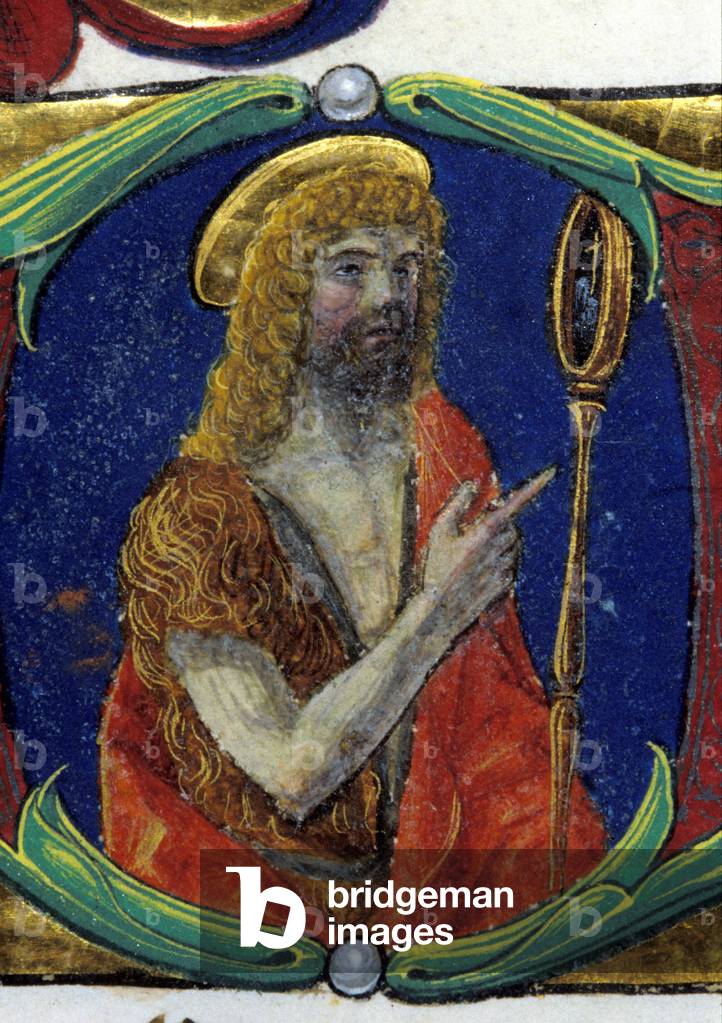 Saint John - Baptist in the desert. 15th century miniature.
