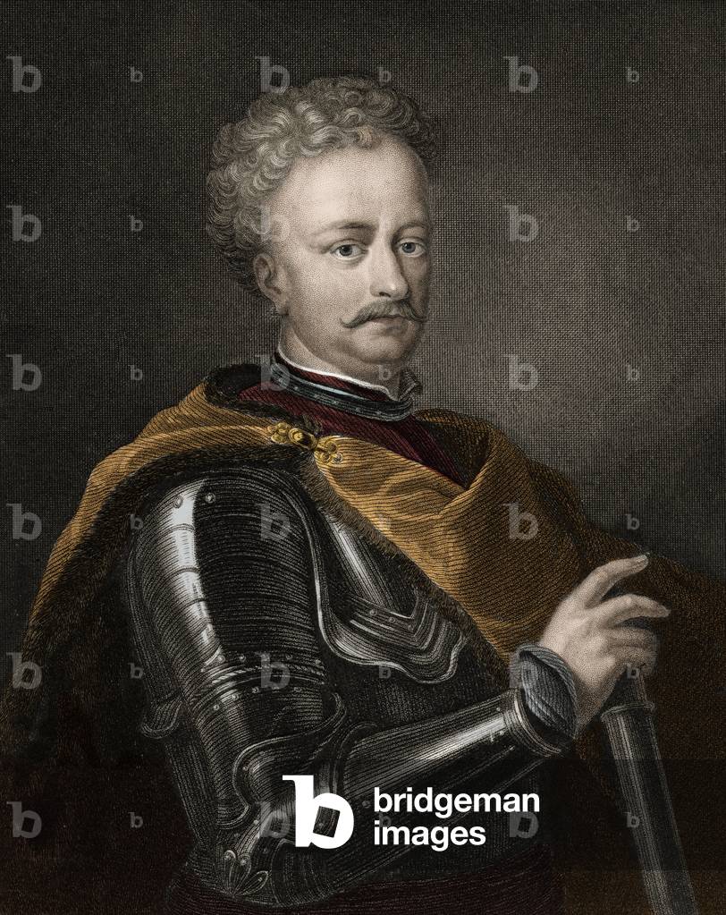 Portrait of John III Sobieski (1629-1696) King of Poland - John Sobieski III, 1629-1696 - engraving - 19th century
