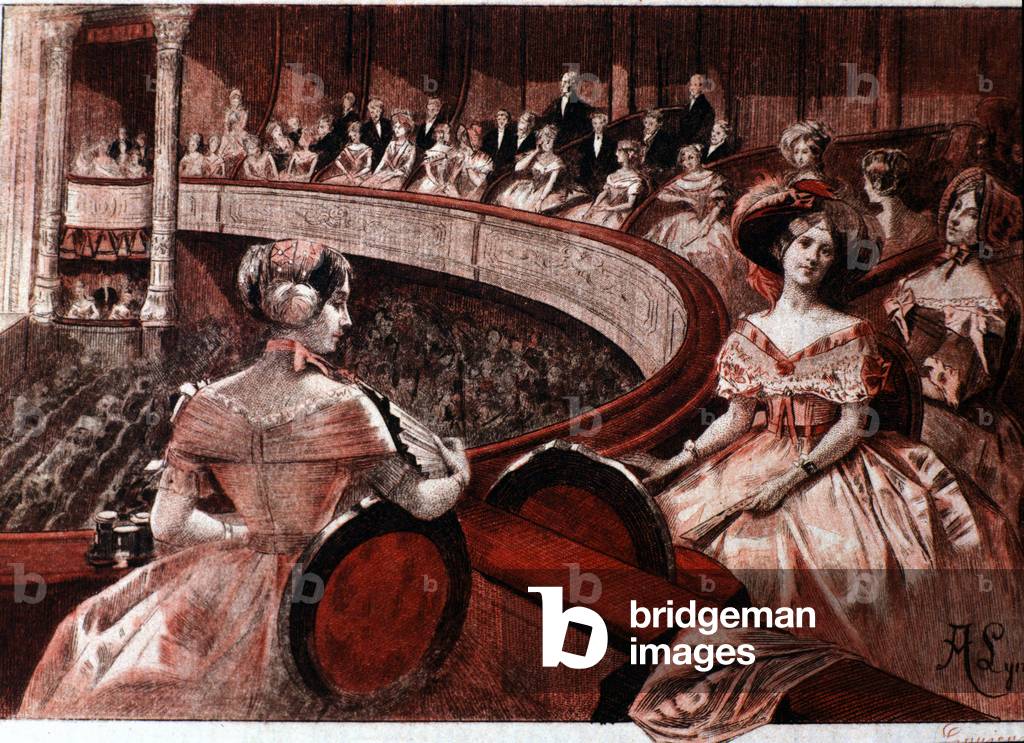 The public in a balcony at the theatre.