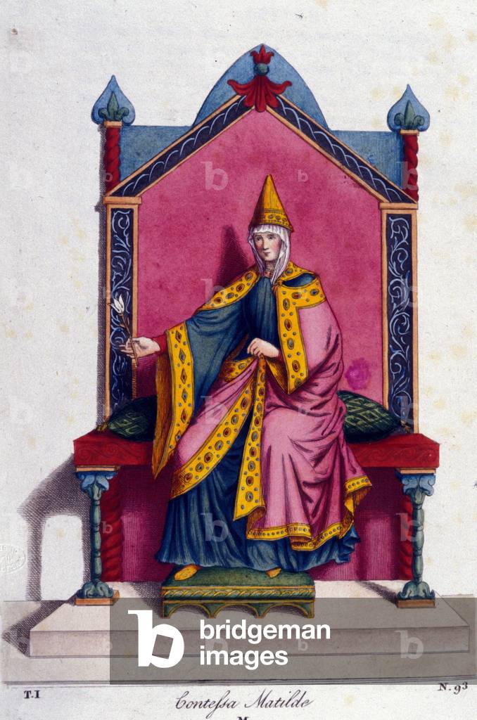 Portrait of Countess Mathilde of Canossa (or Countess Mathilde of Tuscany) (1046 - 1115). Engraving of the 19th century.