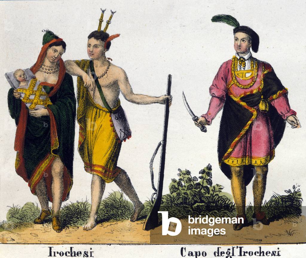 Iroquois Indians of the United States of America. Lithograph from the beginning of the 19th century