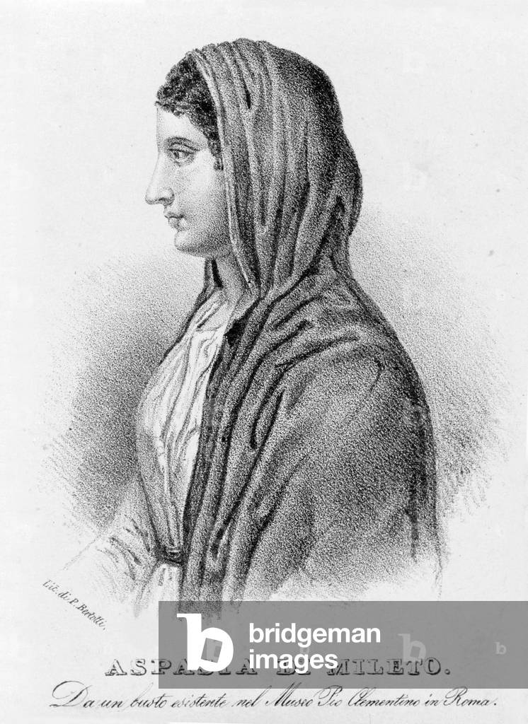 Aspasia of Miletus, mistress of Pericles. Lithograph of Bertotti. 19th century.