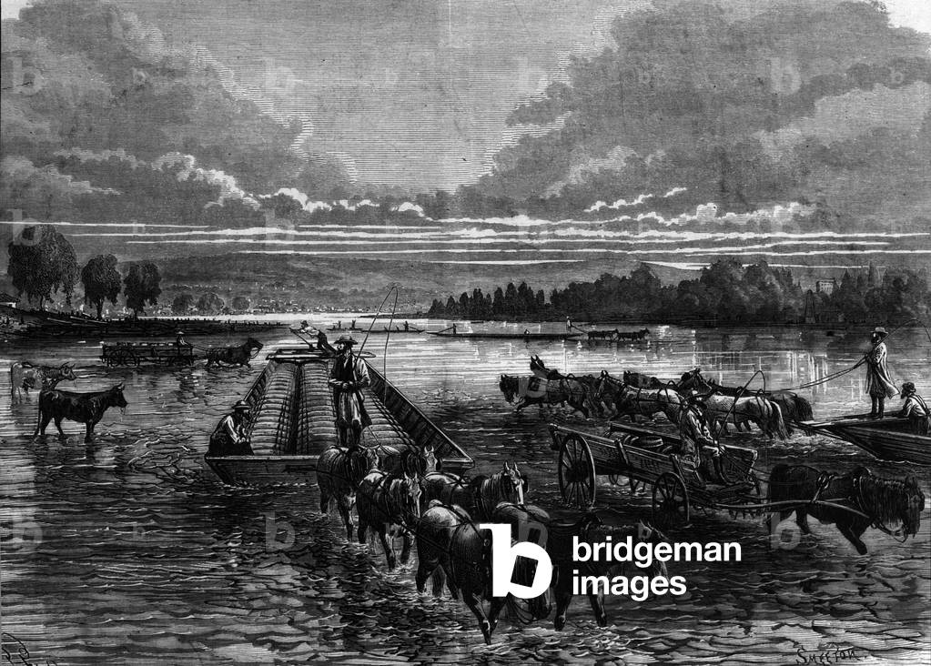 Transportation of oil barrels to Oil Creek, Pennsylvania, USA, 1860.