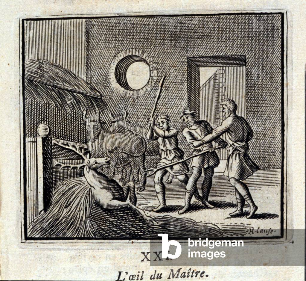 Das Auge des Meisters. Fabeln von Jean de La Fontaine (1621-95). Illustration von François Chauveau (1613-1676