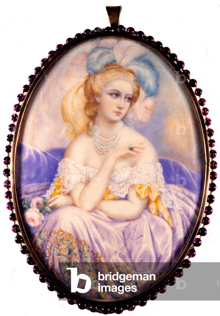 Portrait of The Countess of Castiglione (1837-1899) (Virginia Elisabetta Luisa Carlotta Antonietta Teresa Maria Oldoini). Miniature on ivory. .