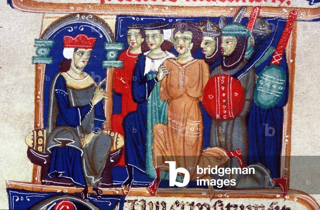 Judgment of a criminal. 14th century manuscript. Biblioteca Braidense, Milan.