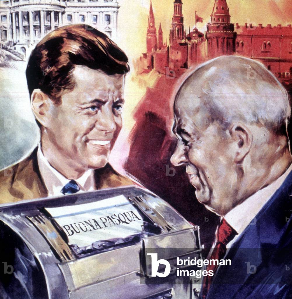 Diplomacy of precaution between John Fitzgerald Kennedy (1917-1963) and Kruschev - in “La Tribuna Illustrata”, 21 April 1963.