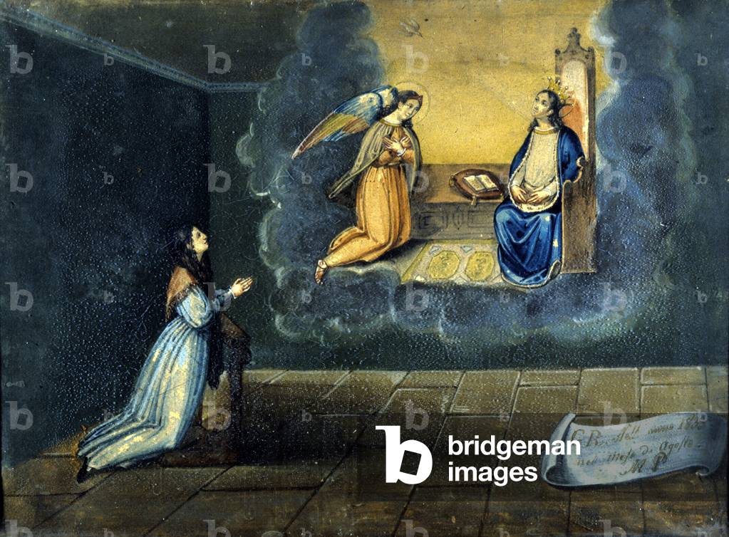 A young woman prays. Ex voto from the sanctuary of the Madonna delle Grazie de Monza. 1833.