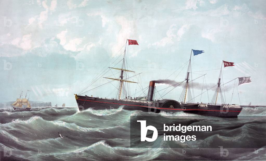 The steamboat US Atlantic (US mail steamship Atlantic) Lithograph 1850