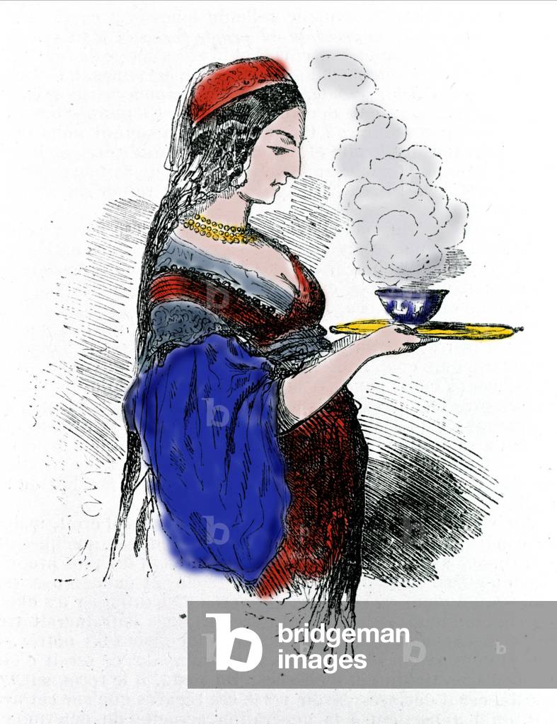 Greek woman serving herbal tea.