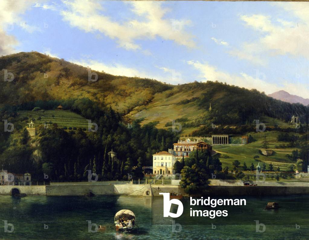 Villa on Lake Como. Painting by Luigi Ashton, 1852. Milan, .