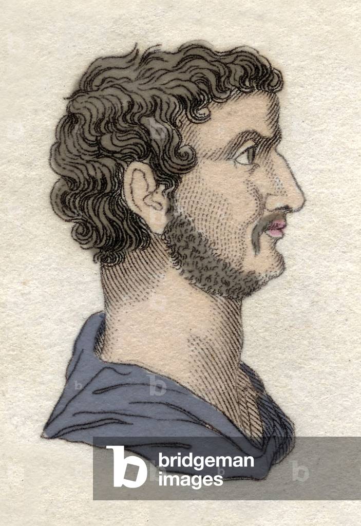 Portrait of the Roman Emperor Hadrian (Publius Aelius Hadrianus) (76-138 AD) Engraving of the 19th century.