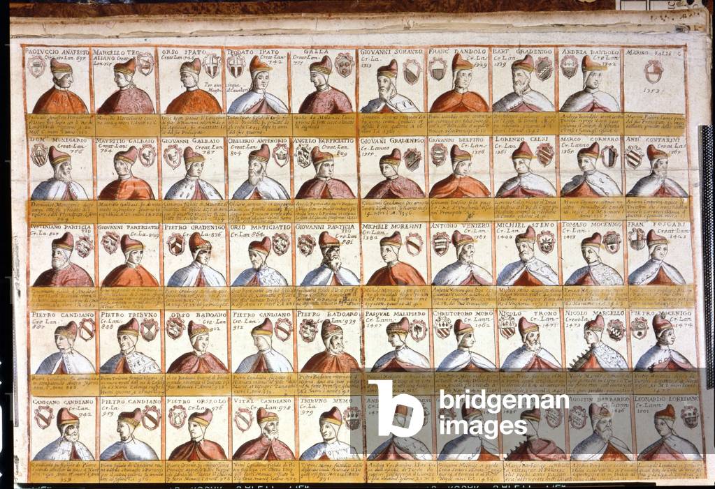 All the doges of Venice until 1501. Bibl. Marciana. Venice