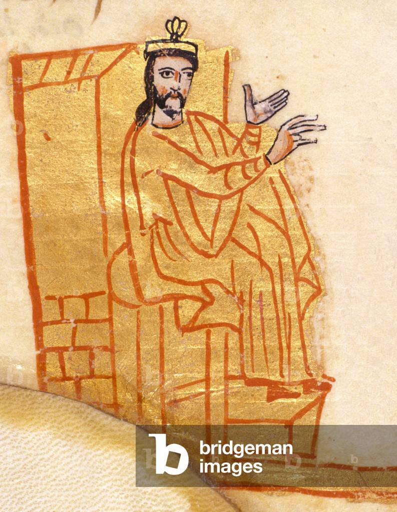 Julien l'Apostat, empereur de 361 a 363 - Il instaura tour a tour un gouvernement de tolerance religieuse et se fit le restaurateur de la religion paienne au detriment du christianisme - Philosophe, il ecrivit de nombreux traites antichretiens - Codex de San Gregorio di Nazianza (Nazianzeno)(Saint Gregoire de Nazianze) - Manuscrit grec du 9eme siecle.