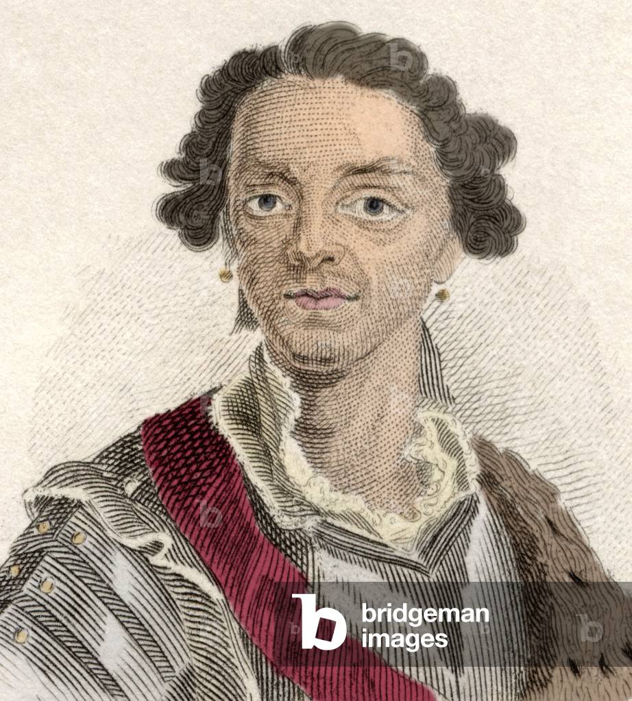 Portrait of Maurice of Saxony (Hermann Moritz) (1696-1750), called “Count of Saxony” or “Count of Raute”, condottiere and marechal general of France. Engraving of the 19th century.