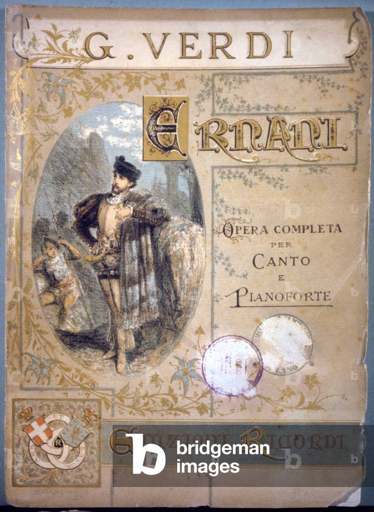 Ernani by Verdi, cover for the musical score for song and piano, sd 19th century