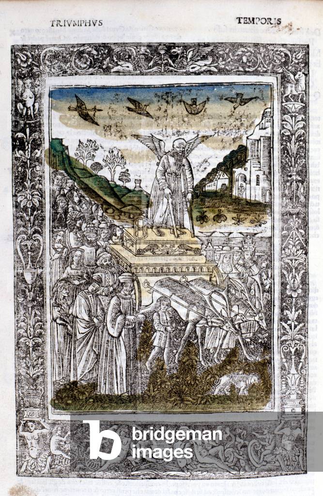 Triumph of the time of Francesco Petrarca (Petrarca). Miniature sd. Bibl. Trivulziana, Milan.