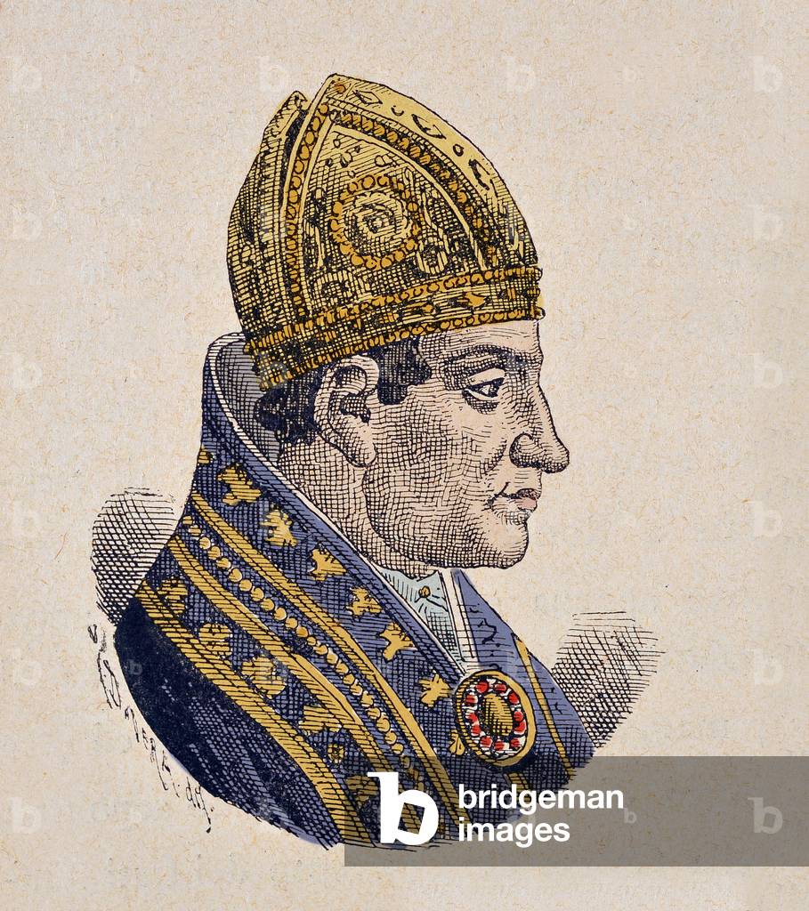 Portrait of the Antipope Jean XXIII (Giovanni, Ioannes) (1410-1415), 1898 (engraving with later colouration)