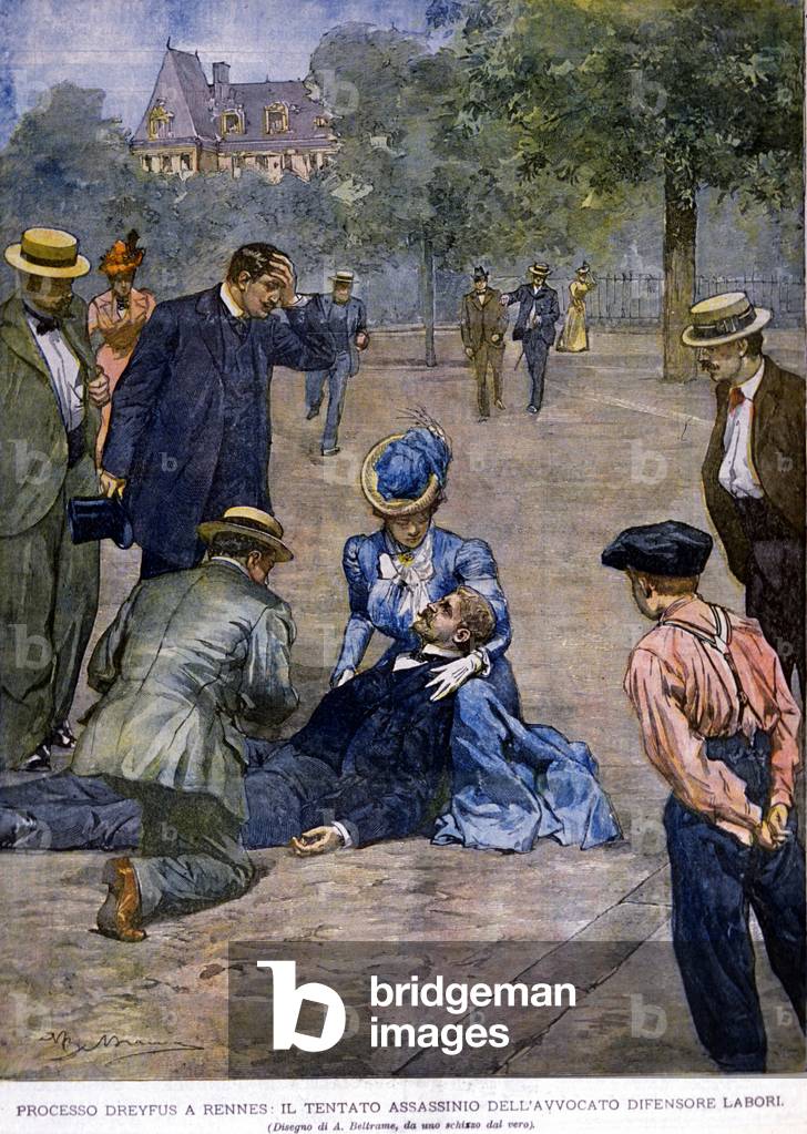 Procés Dreyfus: vorläufig d'assassinat de l'Avocat de la Défense, Maître Fernand Labori (1860-1917). Illustrat
