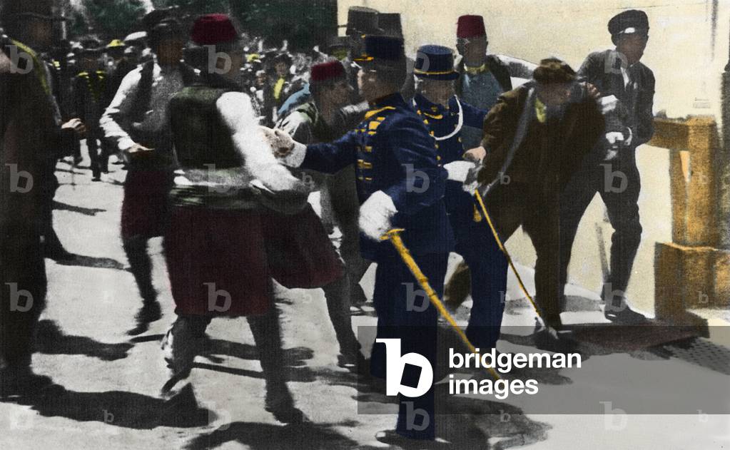 The arrest of Gavrilo Princip, Serbian nationalist and assassin of Archduke Francois Ferdinand (1863-1914) and