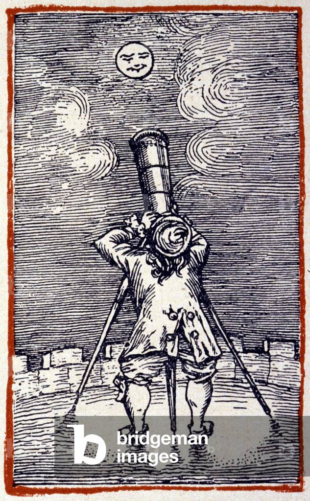 Representation of Michel de Nostradamus (1503 - 1566), French physician and astrologer. Engraving.