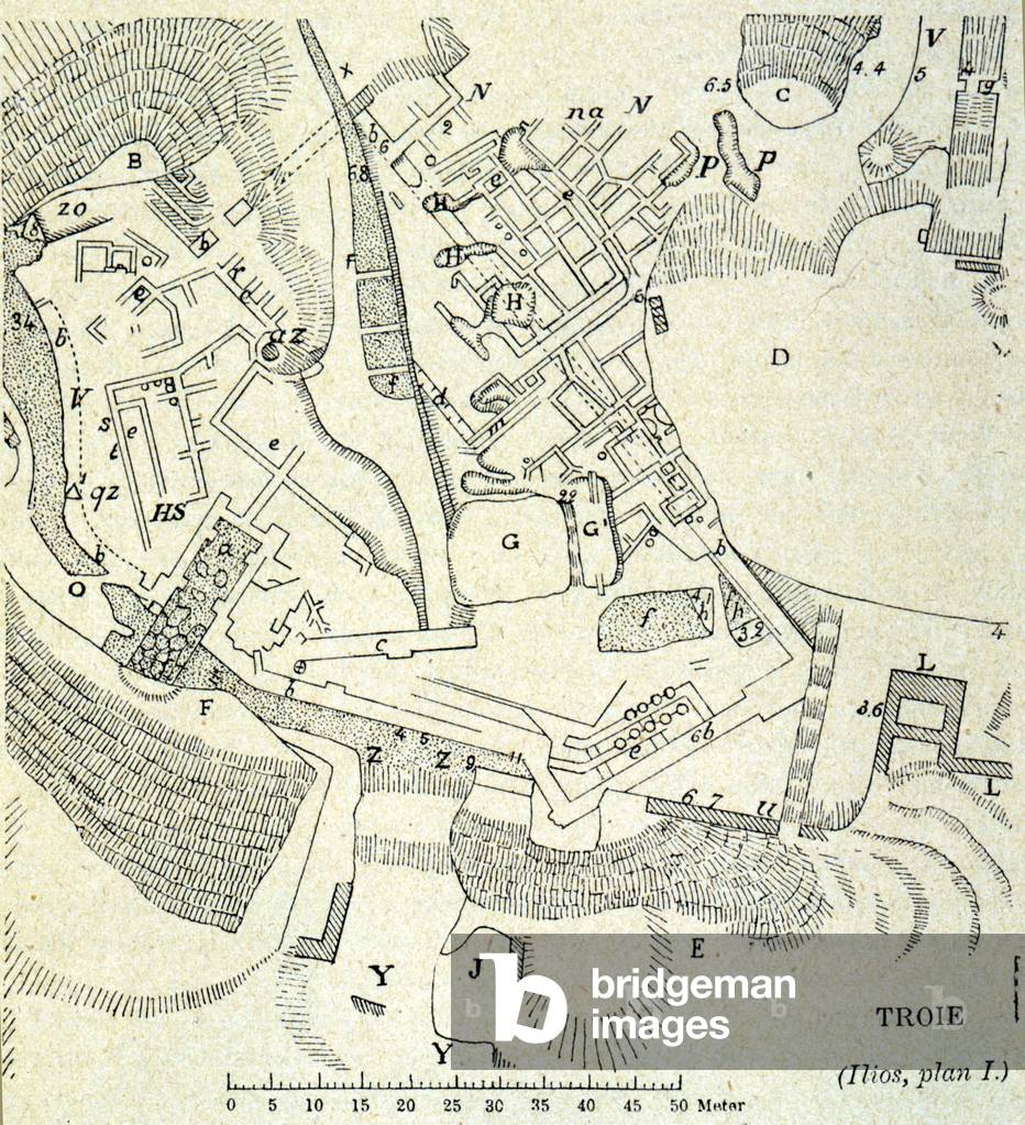 Plan of Troy: Excavation of Heinrich Schliemann, 19th century.