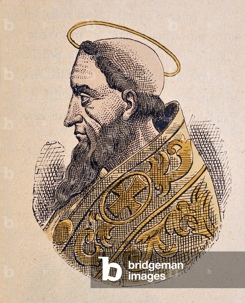 Portrait of the Pope Gelase Ier (Gelasius I or gelasio) (492-496), 1898 (engraving with later colouration)