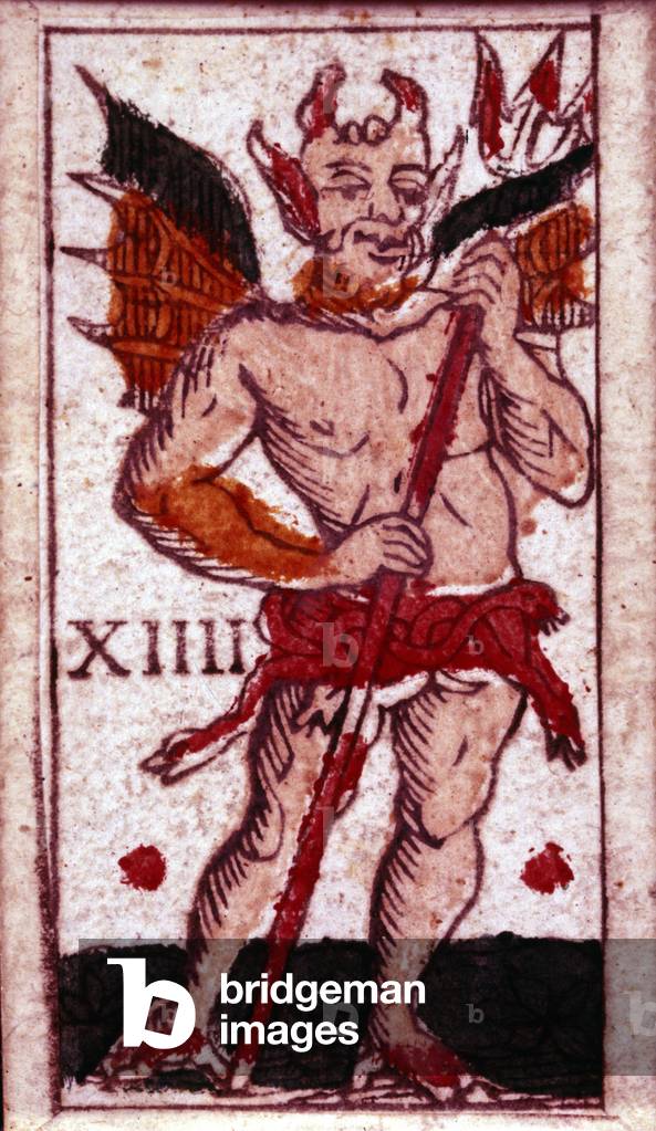 Devil depicted on a playing card. 18th century.