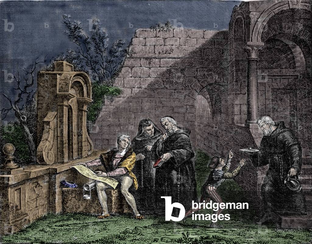 Christopher Columbus at the convent of Santa Maria de Rabida in Andalusia.