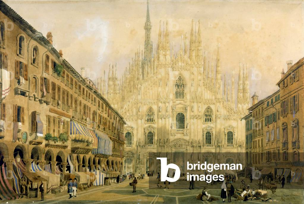 Place du Duomo et cathédrale de Milan. 1811. 1801 par Italian School