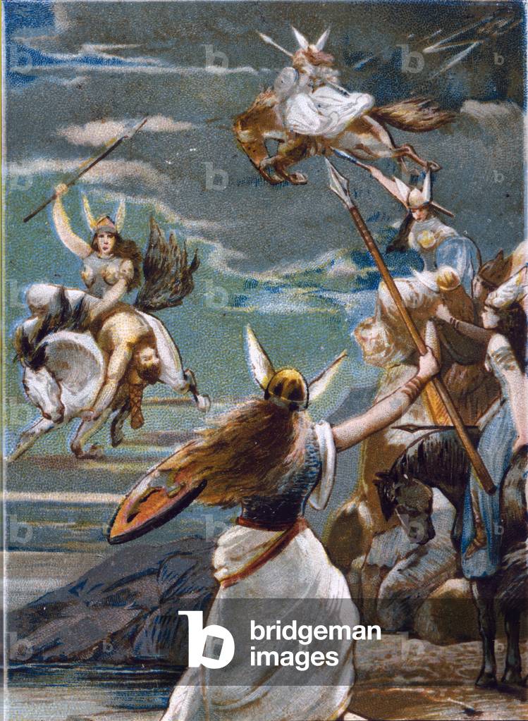 Nordische Mythologie: Die Walküren (Jungfrauenkrieger) in Valholl (oder Walhalla, Valhalla, Valhalle: Ort, an 