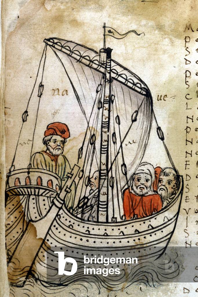 Representation of a ship in the 14th century after the manuscript “L'Acerba”” by Cecco d'Ascoli.