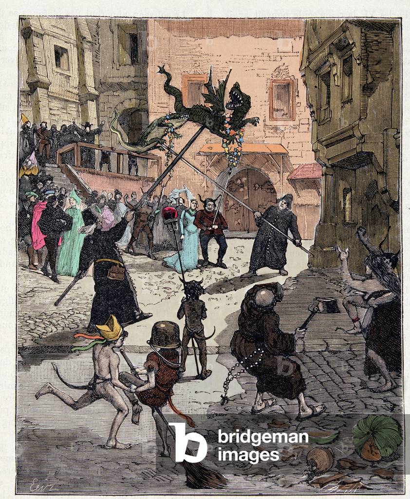 Popular feast of Provins: the “Dragon” and the “Lezarde””, in the Middle Ages - in “France and the French through the centuries””, 19th century