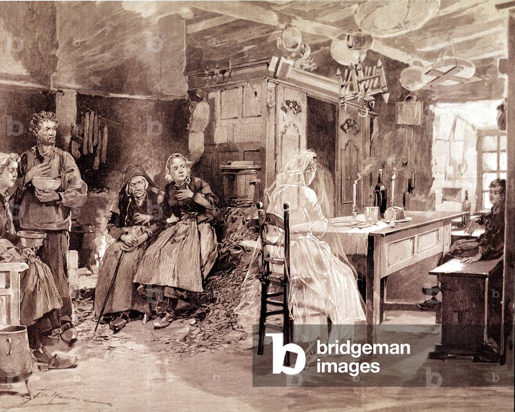 Engraving depicting a Breton legend that the ghosts of people who died at sea would present themselves to their loved ones every 1 November.