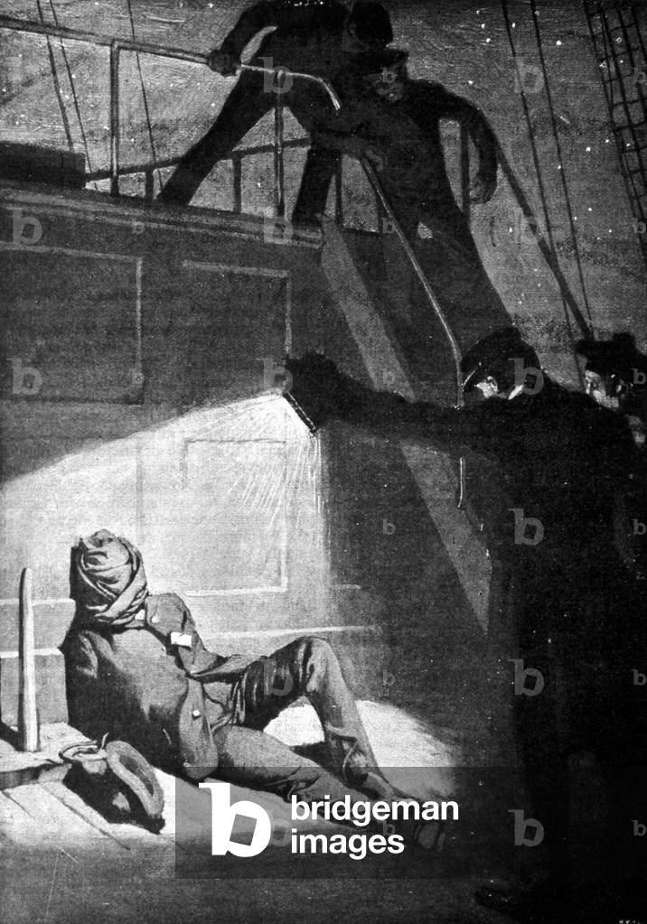 Arsene Lupin's arrest, illustration of Maurice Leblanc's novel (1864 - 1941).
