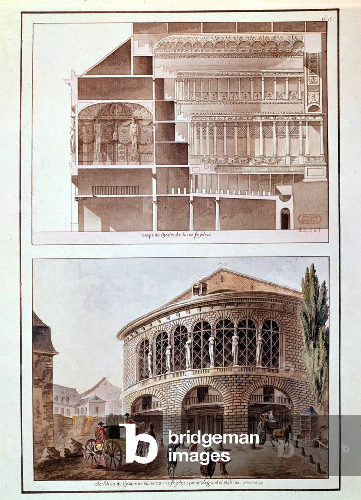 Theatre de la rue Feydeau (colour litho)
