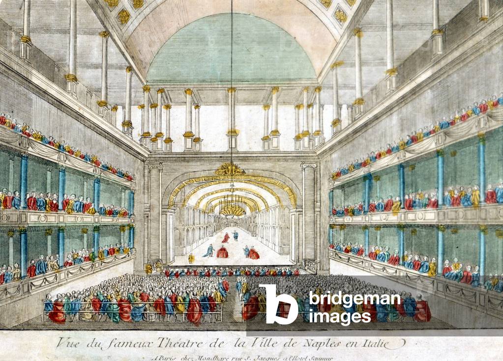Bild von Zeichnung "Blick auf das berühmte Theater der Stadt Neapel in Italien." 1701 von Unknown artist