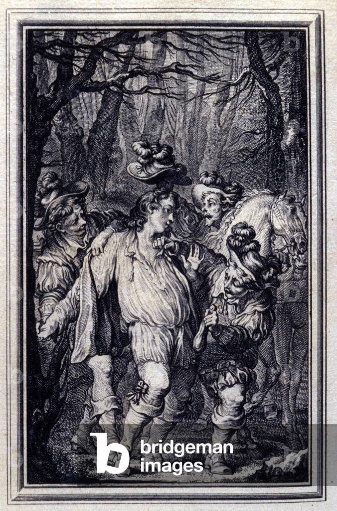 The prayer of Saint Julien. In “” Tales et nouvelles en vers”” by Jean de La Fontaine, Amsterdam 1776. illustrated by P.P.Choffard.