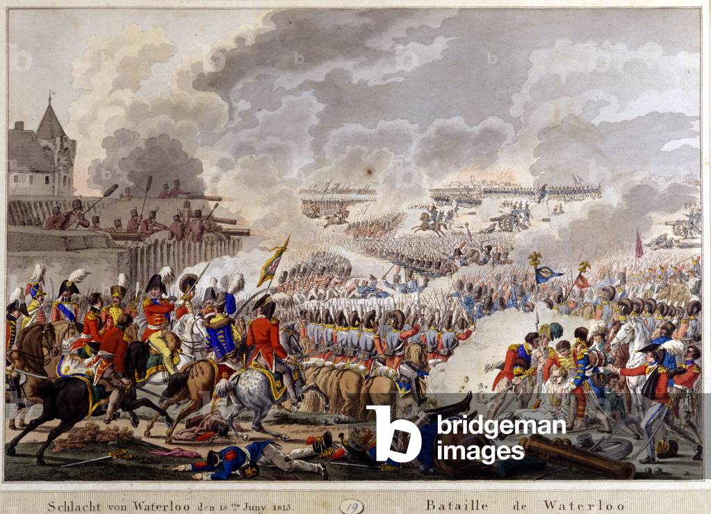 Battle of Waterloo on 18 June 1815. engraving 19th century