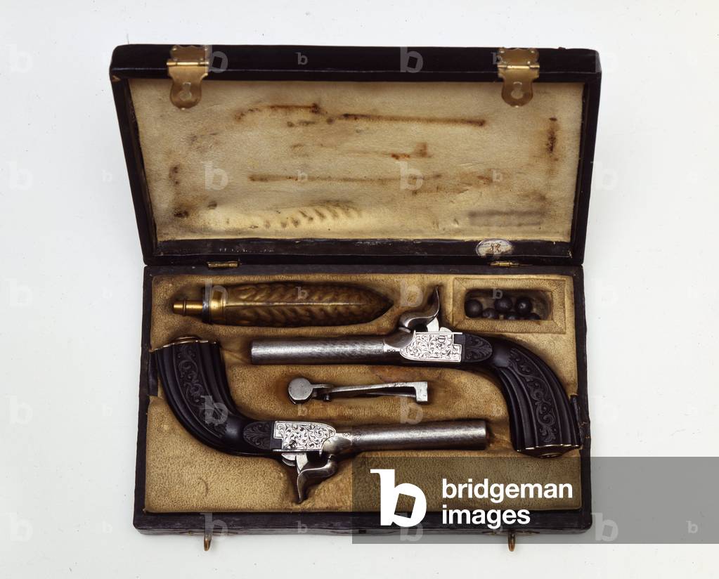 Duel set composed of pistols Mazzagatti 19th century.