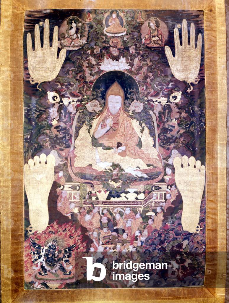 Blo Bzang Rgya ktso, the fifth Dalai Lama, the most illustrious and important in history. Tibetan Thai-ka, Guimet Museum, Paris