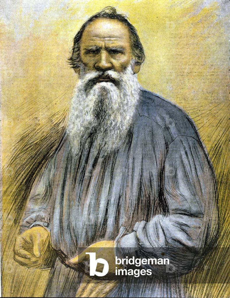 Portrait of Tolstoy (colour engraving)