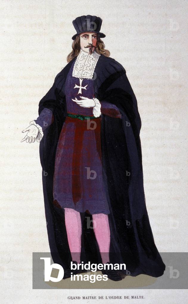 Costume of the Grand Master of the Order of Malta. engraving from the beginning of the 19th century