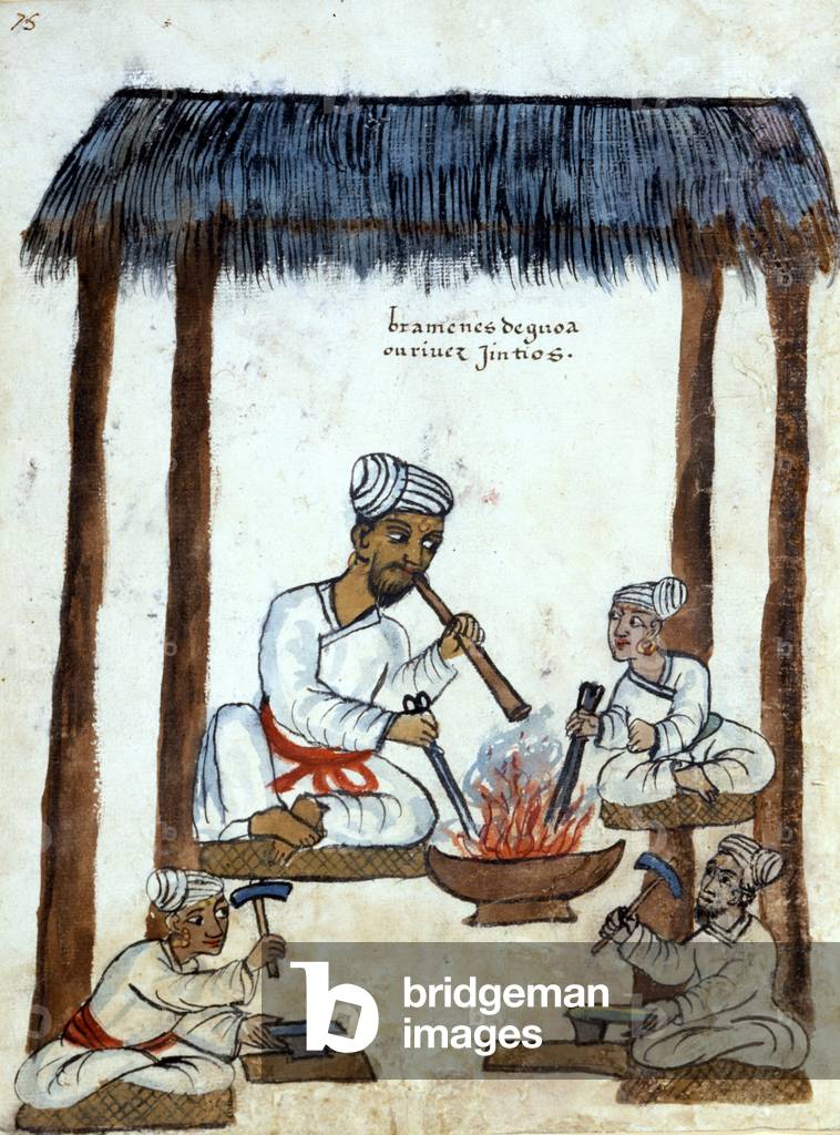 "Fabbri brahman (religione indù). Manoscritto portoghese del XVI secolo. Roma Bibl. casanatense" 1501 di Portu
