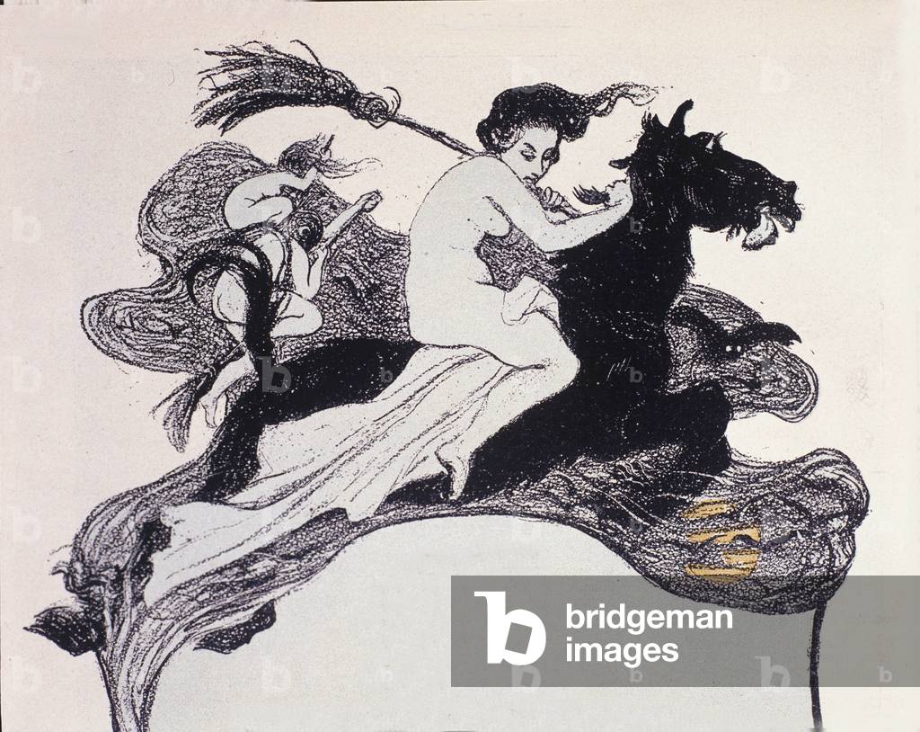 Le streghe si muovono in aria. Illustrazione di Angelo Junk (1868-1940) per Jugend, 1899 DR