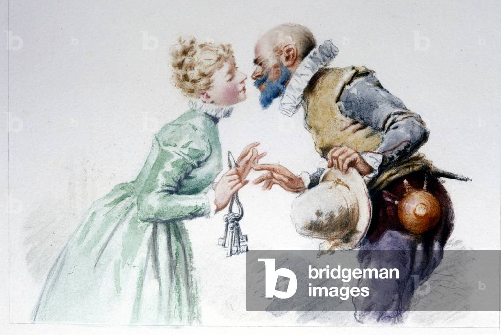 Blue beard and his seven wives, illustration by Edouard de Beaumont, 1887.