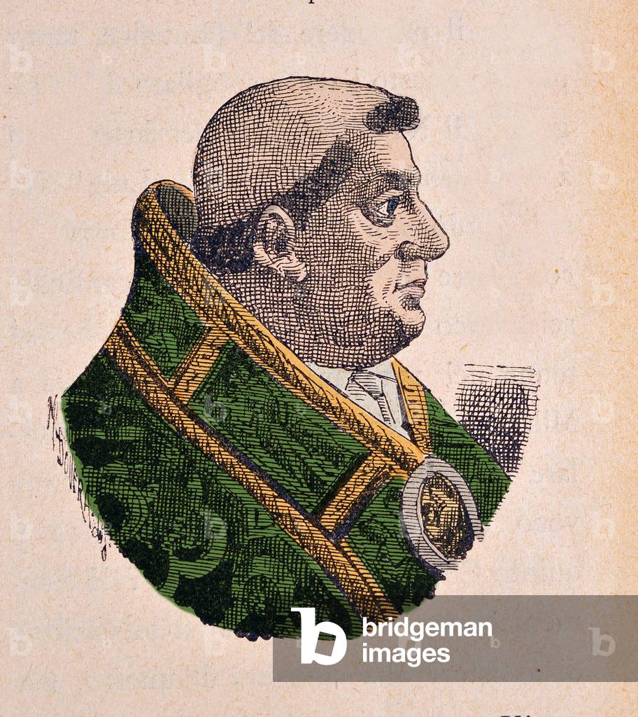 Portrait of the Pope Jules II (Giulio II Julius , 1503-1513), 1898 (engraving with later colouration)