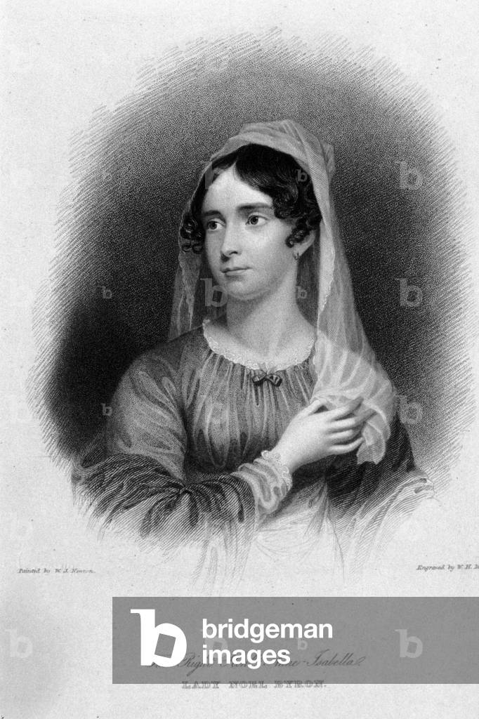 Portrait of Anne Isabelle Noel Byron (1792-1860), wife of poet George Gordon Byron. Engraving, 19th century.